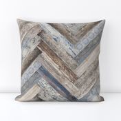 Vintage Wood Chevron Tiles Herringbone Capri Blue