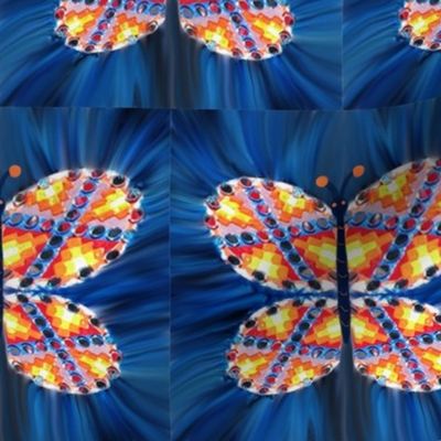 Butterfly Diamond Sparkle on Blue