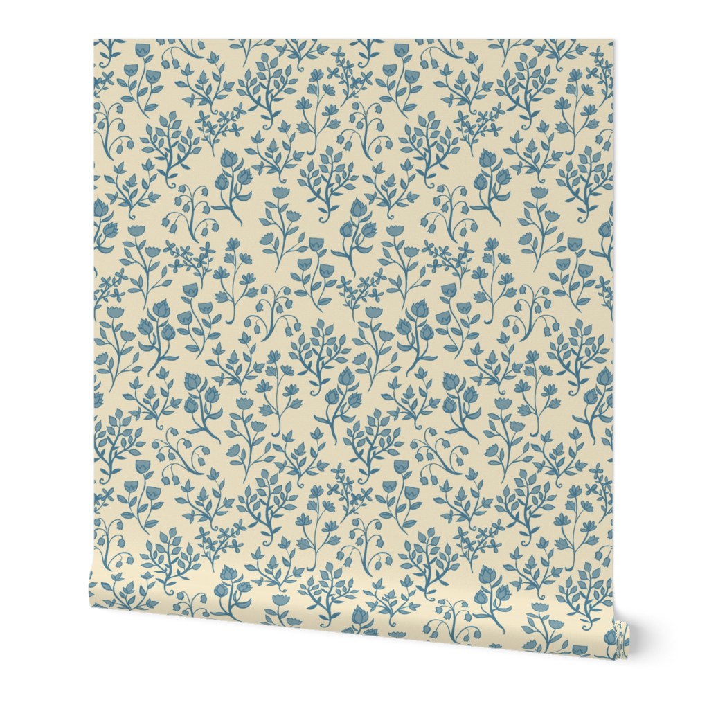 Forest Blooms {Cream/Blue}