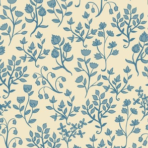 Forest Blooms {Cream/Blue}