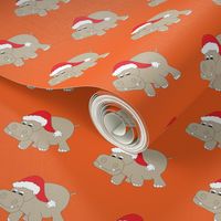 Santa Hippo Orange Background 3"