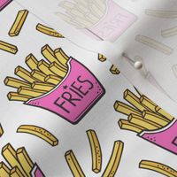 French Fries Fast Food Pink on White Smaller 2 inch