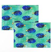 Watercolor Blue Tang Mandalas ~ Aquamarien Blue