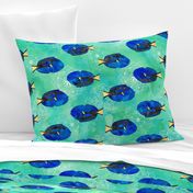 Watercolor Blue Tang Mandalas ~ Aquamarien Blue