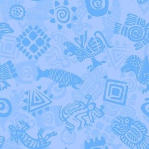 Polynesian Symbols in Mod Blue