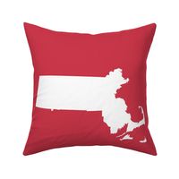 Massachusetts silhouettes - 21x18" white on red