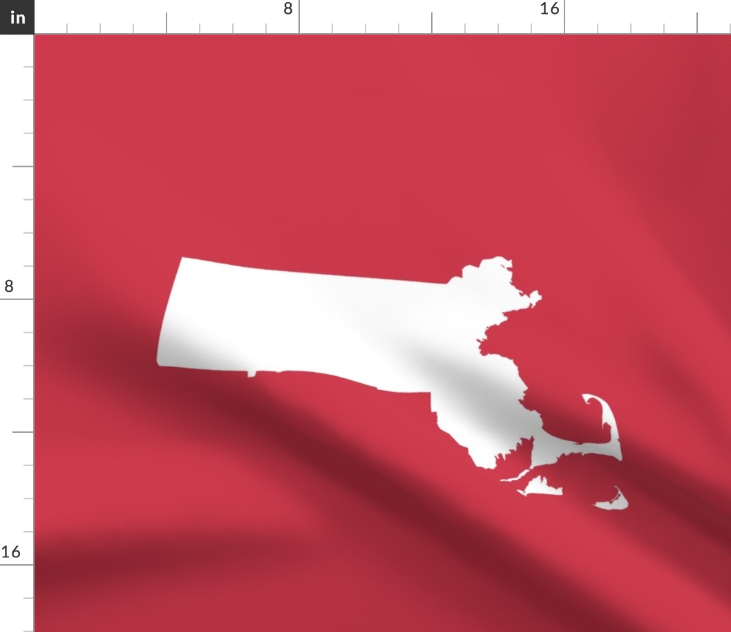 Massachusetts silhouettes - 21x18" white on red