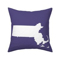Massachusetts silhouettes - 21x18" white on purple