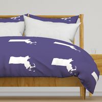 Massachusetts silhouettes - 21x18" white on purple