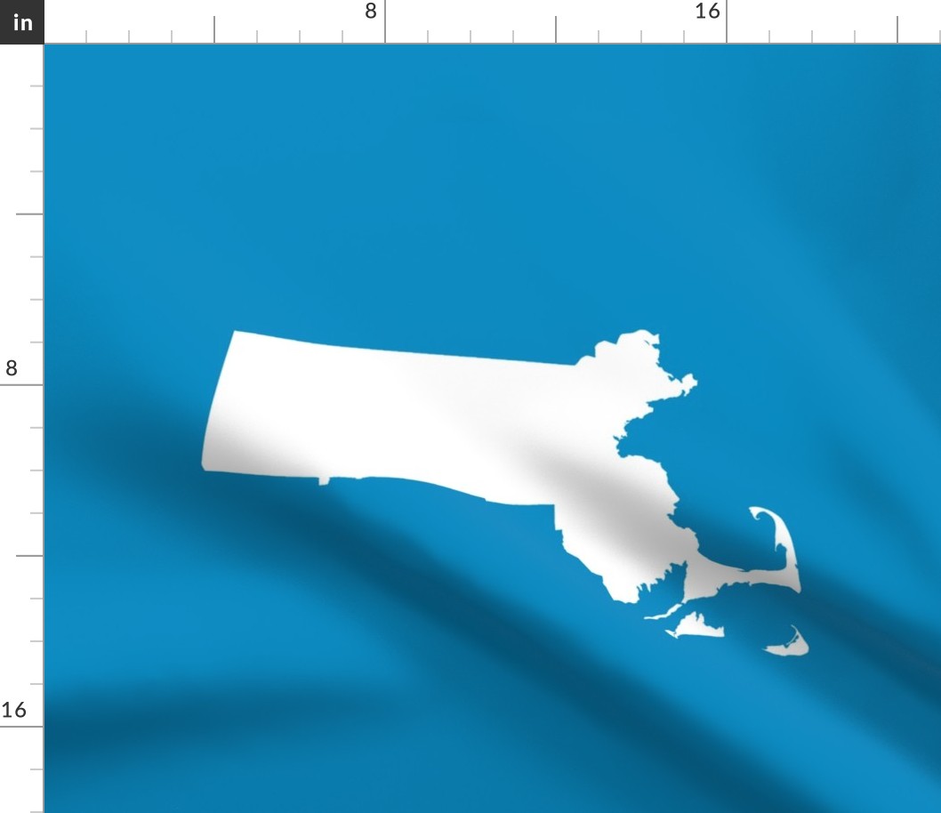 Massachusetts silhouettes - 21x18" white on bright blue