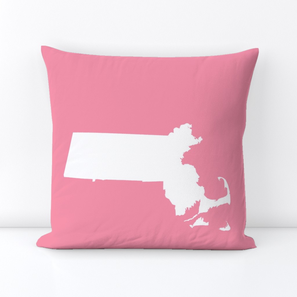 Massachusetts silhouettes - 21x18" white on pink