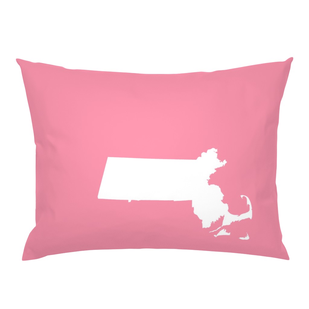 Massachusetts silhouettes - 21x18" white on pink