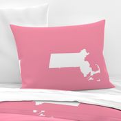 Massachusetts silhouettes - 21x18" white on pink