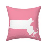 Massachusetts silhouettes - 21x18" white on pink