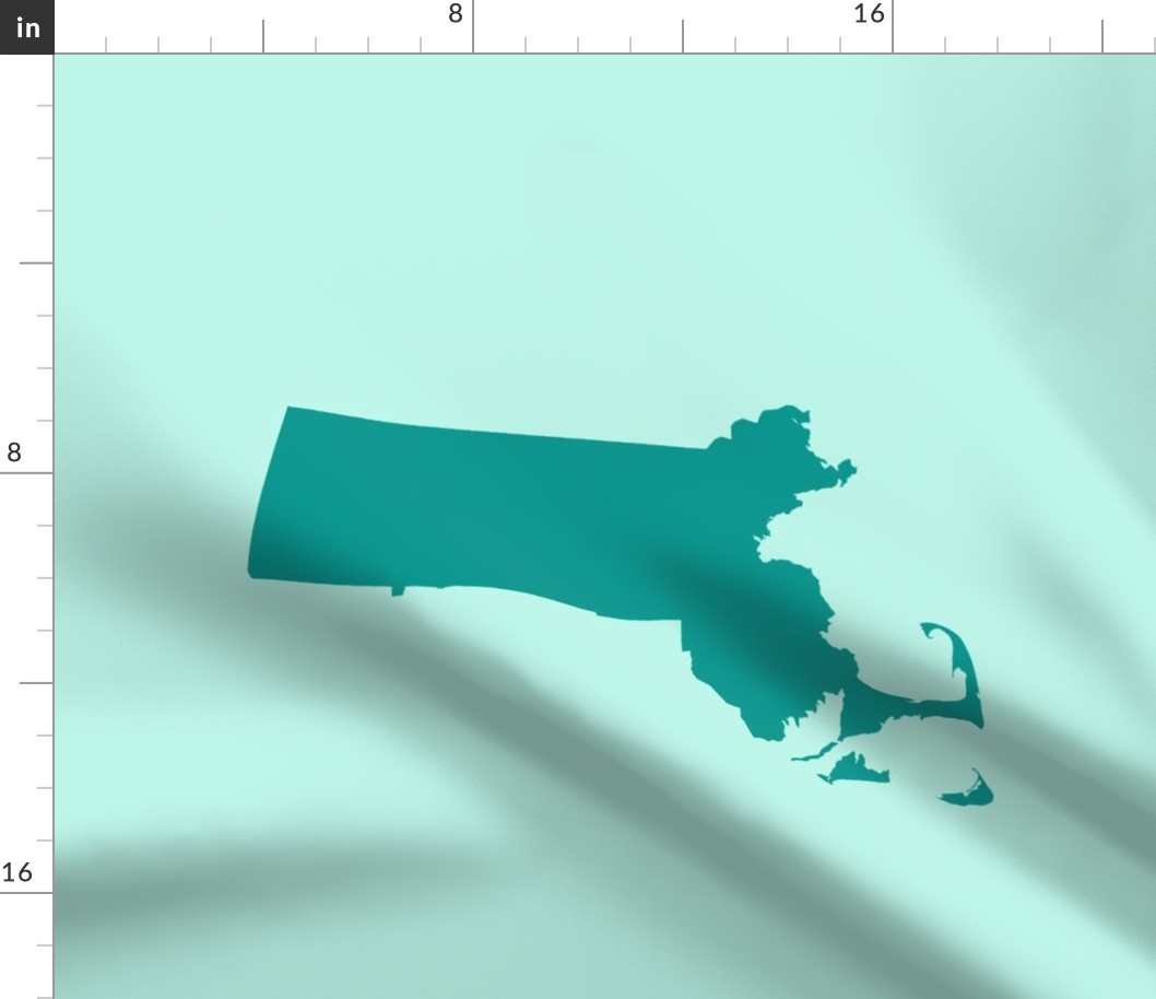 Massachusetts silhouettes - 21x18" teal on aqua