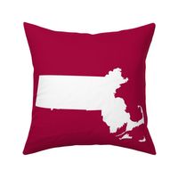 Massachusetts silhouettes - 21x18" white on cranberry