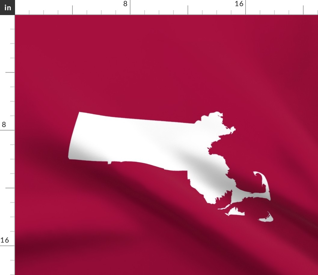 Massachusetts silhouettes - 21x18" white on cranberry