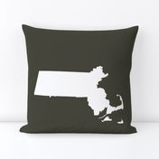 Massachusetts silhouettes - 21x18" white on khaki