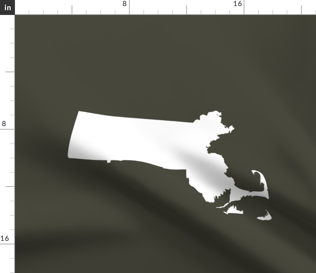 Massachusetts silhouettes - 21x18" white on khaki