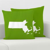 Massachusetts silhouettes - 21x18" white on leaf green