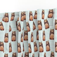 Bear,  Crystal Mint Stripe – Woodland Animals Baby Design, Ginger Lous