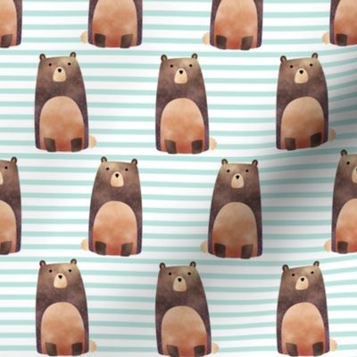 Bear,  Crystal Mint Stripe – Woodland Animals Baby Design, Ginger Lous