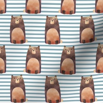 Bear,  Pond Blue Stripe – Woodland Animals Baby Design, Ginger Lous