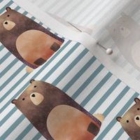 Bear,  Pond Blue Stripe – Woodland Animals Baby Design, Ginger Lous