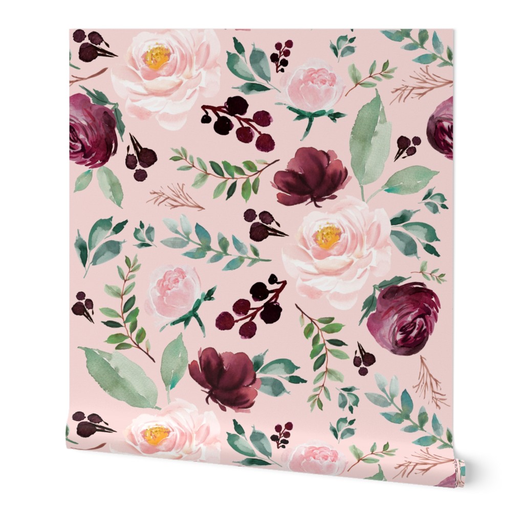 4" Wild at Heart Florals Pink Background