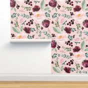 4" Wild at Heart Florals Pink Background