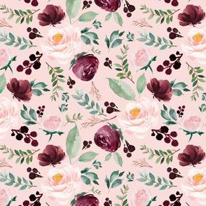 4" Wild at Heart Florals Pink Background