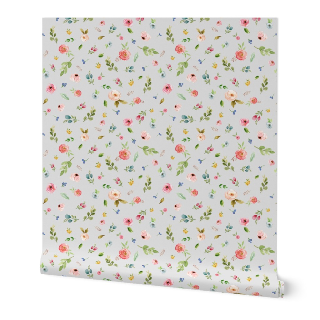 Pretty Woodland Wild Flowers on soft grey