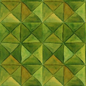Green Watercolor Triangles