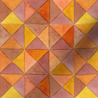 Orange Watercolor Triangles