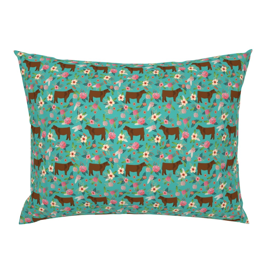 angus cattle red farm cow fabric green