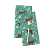 angus cattle red farm cow fabric green