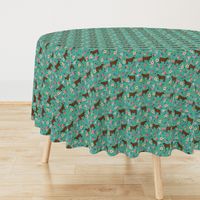 angus cattle red farm cow fabric green