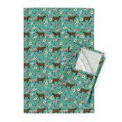 angus cattle red farm cow fabric green