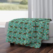 angus cattle red farm cow fabric green