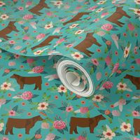 angus cattle red farm cow fabric green