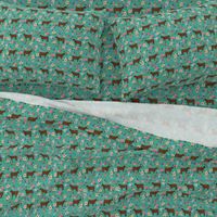 angus cattle red farm cow fabric green