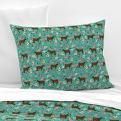 angus cattle red farm cow fabric green