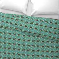 angus cattle red farm cow fabric green