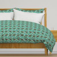 angus cattle red farm cow fabric green