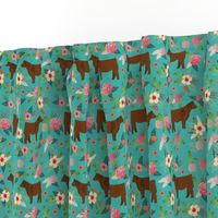 angus cattle red farm cow fabric green