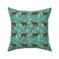 angus cattle red farm cow fabric green