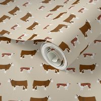 hereford cattle tan farm animal fabric 