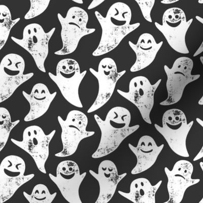 ghost on grey - halloween Fabric | Spoonflower