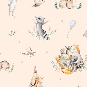 Cute forest party. Watercolour baby animal 3