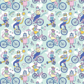 Cycle Cats! in Blue (small)